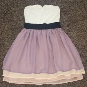 Three Colored Layered Strapless Dress